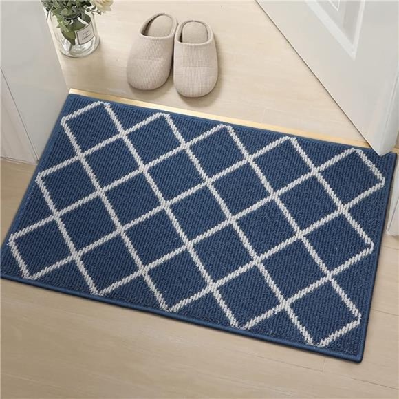 Indoor Door Mat, Non-Slip Absorbent Resist Dirt Entrance Rug, 20" x 32", Navy - Picture 6 of 6